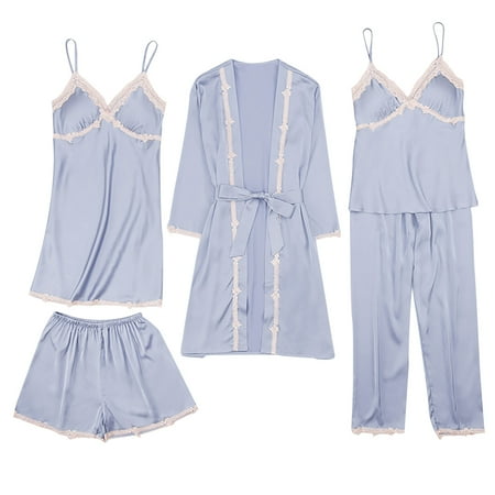 Summer Clearance Womens Pajamas WJSXC Pajamas for Women Women s Sleepwear Long Pants+Tops Pajamas Five Piece Set Home Blue L
Summer Clearance Womens Pajamas WJSXC Pajamas for Women Women s Sleepwear Long Pants+Tops Pajamas Five Piece Set Home Blue L