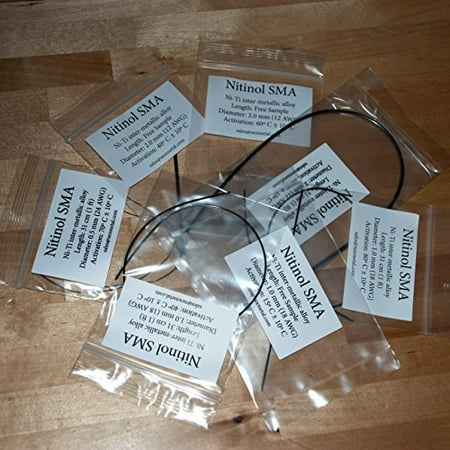 Nitinol Sample Pack - 7 Varieties 0.5-1 - 2mm 15-40 - 60-80ºC Transition Phase Shape Memory Alloy