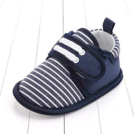 Toyella Classic striped baby shoes soft sole velcro toddler shoes Dark Blue 12cm