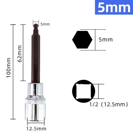 BAMILL 100mm H4-H17 Ball Head 12.7mm Drive Hexagon Wrench Socket Screwdriver Bit
BAMILL 100mm H4-H17 Ball Head 12.7mm Drive Hexagon Wrench Socket Screwdriver Bit