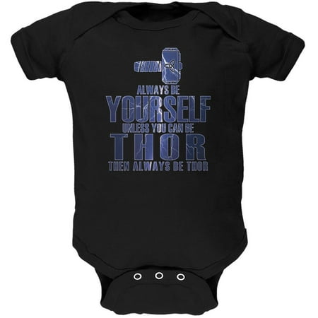 Always Be Yourself Thor Black Soft Baby One Piece - 3-6 months