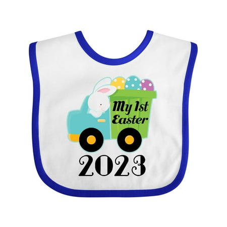 Inktastic Babys 1st Easter 2023 Bunny Truck Gift Baby Boy Bib