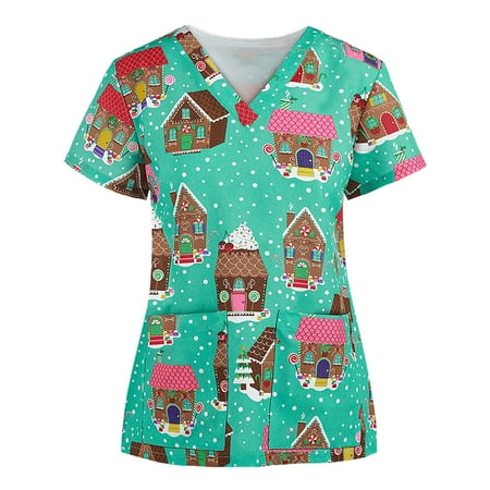Christmas Clearance Items LIDYCE Women Short Sleeve V-neck Tops Working Uniform Christmas Thanksgiving Blouse Green XL
Christmas Clearance Items LIDYCE Women Short Sleeve V-neck Tops Working Uniform Christmas Thanksgiving Blouse Green XL