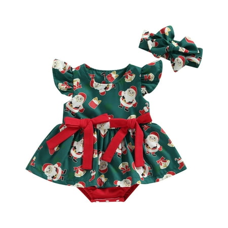 Meihuida Toddler Baby Girls Christmas Romper Dress Casual Santa Print Fly Sleeve Jumpsuits with Headband Set
Meihuida Toddler Baby Girls Christmas Romper Dress Casual Santa Print Fly Sleeve Jumpsuits with Headband Set