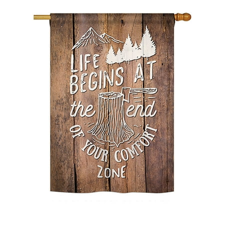 Ornament Collection - End of your Comfort Zone Inspirational - Everyday Expression Impressions Decorative Vertical House Flag 28" x 40" Printed In USA