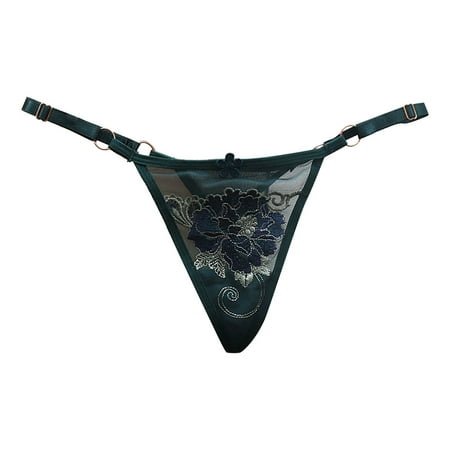 AIMAOMI Womens Panties Seamless Adjustable Low Waist Ultra Thin See Through Mesh Thong Panties H