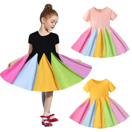 Elainilye Fashion Dresses for Girls Cute Short Sleeve Sweet Stitching Ruffle Dress Pleated Skirt Sizes 18M-6Y Yellow
Elainilye Fashion Dresses for Girls Cute Short Sleeve Sweet Stitching Ruffle Dress Pleated Skirt Sizes 18M-6Y Yellow