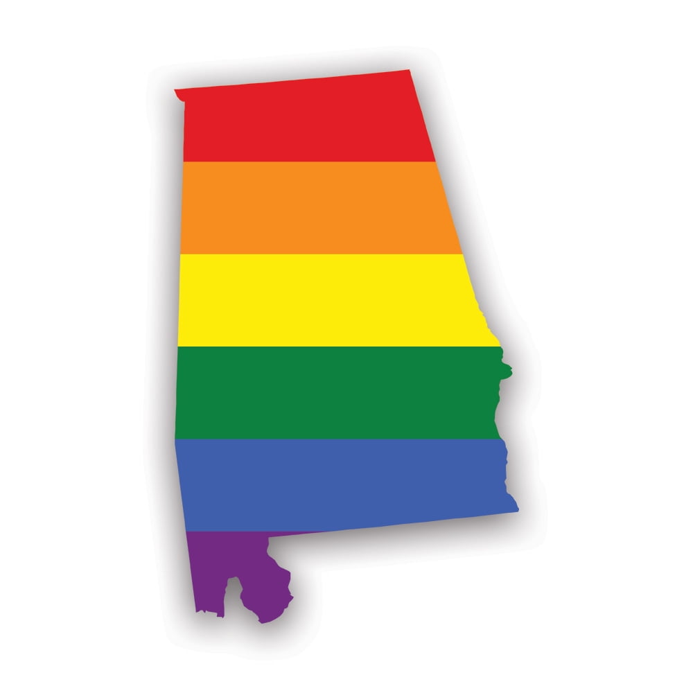 Alabama State Shaped Gay Pride Rainbow Flag Sticker Decal Self