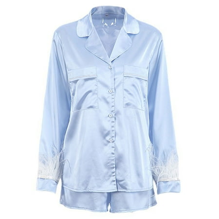 Womens Silk Satin Pajamas Set Two-piece Pj Sets Sleepwear Loungewear Button-Down Pj Sets Lady Feather Pajamas
Womens Silk Satin Pajamas Set Two-piece Pj Sets Sleepwear Loungewear Button-Down Pj Sets Lady Feather Pajamas