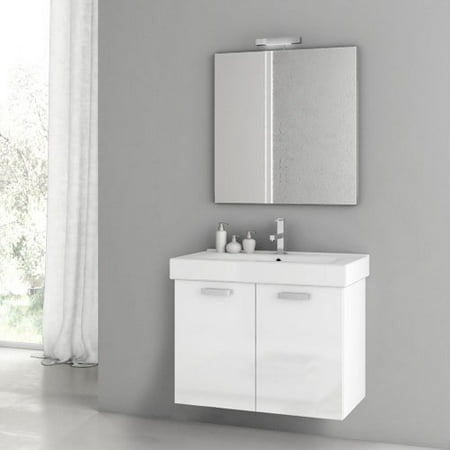 ACF by Nameeks ACF C03-GW Cubical 30-in. Single Bathroom Vanity Set - Glossy White