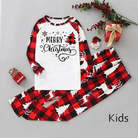 Christmas Parent-child Set Plaid Print HomeWear Pajamas Two-piece Child Set christmas pajamas
