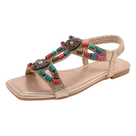 ZTTD Ladies Summer Fashion Hollow Rhinestone Beaded Flat Bottom Bohemian Comfortable Large Size Beach Shoes Sandals Gold
ZTTD Ladies Summer Fashion Hollow Rhinestone Beaded Flat Bottom Bohemian Comfortable Large Size Beach Shoes Sandals Gold