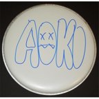 Real Deal Memorabilia SAokiDrumhead-J Steve Aoki Hand Sketched Autographed Drumhead - Grammy nominated record producer