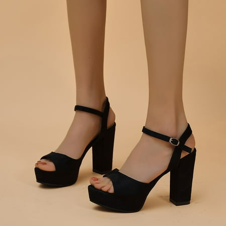 XIAQUJ Ladies Fashion Solid Color Suede Open Toe Buckle Thick High Heel Sandals Sandals for Women Black 6.5(37)
XIAQUJ Ladies Fashion Solid Color Suede Open Toe Buckle Thick High Heel Sandals Sandals for Women Black 6.5(37)