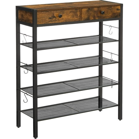 EXTFIT INDESTIC Shoe Rack Organizer with 2 Drawers and 4 Shelves Industrial Holds up to 14 Pairs of Shoes in the Entryway Living Room Bedroom Rustic Brown and Black ULBS017B01
EXTFIT INDESTIC Shoe Rack Organizer with 2 Drawers and 4 Shelves Industrial Holds up to 14 Pairs of Shoes in the Entryway Living Room Bedroom Rustic Brown and Black ULBS017B01