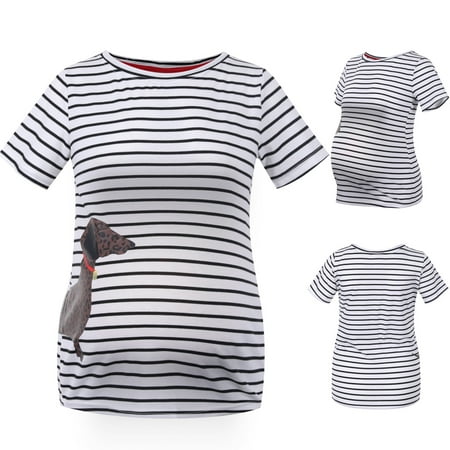 Womens Maternity Tshirt Striped Dog Printing Classic Side Ruched Tee Top Pregnancy Clothes Summer Pregnant T-shirt Short Sleeve Clothes Tops
Womens Maternity Tshirt Striped Dog Printing Classic Side Ruched Tee Top Pregnancy Clothes Summer Pregnant T-shirt Short Sleeve Clothes Tops