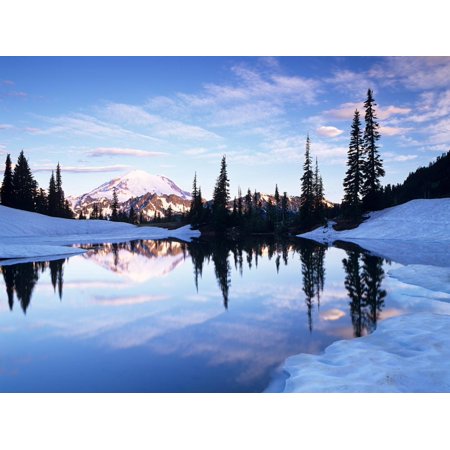 Mt. Rainier and Clouds Reflected in Upper Tipsoo Lake at Sunrise, Mt. Rainier National Park Print Wall Art By Jamie & Judy Wild