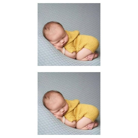 2pcs Handmade Wool Knitted Unisex Newborn Baby Warm Breathable Jumpsuit for Photo Prop Daily Wear