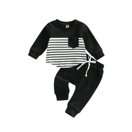 Toddler Baby Boy Girl 2Pcs Fall Outfits Long Sleeve Striped Print Pocket Tops + Rope Front Pants Sets
Toddler Baby Boy Girl 2Pcs Fall Outfits Long Sleeve Striped Print Pocket Tops + Rope Front Pants Sets