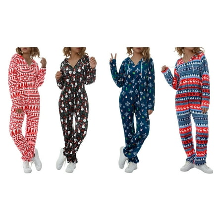 Herdignity Women Christmas Fleece Jumpsuit Pajamas Christmas Printed Hooded Zipper Romper Sleepwear
Herdignity Women Christmas Fleece Jumpsuit Pajamas Christmas Printed Hooded Zipper Romper Sleepwear