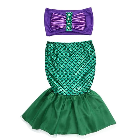 StylesILove Little Girl Princess Mermaid Swimwear Bikini 2 pcs Set Costume (90/2T)