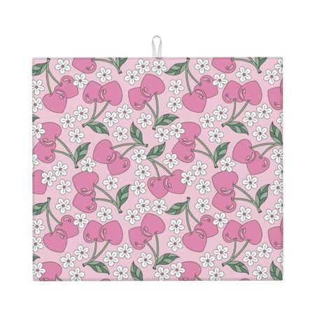Dish Drying Mats for Kitchen Counter - Cute Pink Berry Flower Leaves 16x18In Anti-Slip Absorbent Microfiber Drying Mat for Kitchen Counter Mat Dish Rack Mat with Hanging Loop
Dish Drying Mats for Kitchen Counter - Cute Pink Berry Flower Leaves 16x18In Anti-Slip Absorbent Microfiber Drying Mat for Kitchen Counter Mat Dish Rack Mat with Hanging Loop