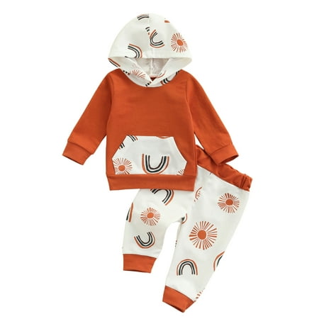 Suanret Autumn Infant Baby Girls Boys 2Pcs Clothes Sets Rainbow Printed Hooded Pocket Tops High Waist Pants Brick Red 3-6 Months
Suanret Autumn Infant Baby Girls Boys 2Pcs Clothes Sets Rainbow Printed Hooded Pocket Tops High Waist Pants Brick Red 3-6 Months