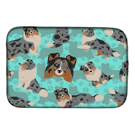 Blue Merle Sheltie Dish Drying Mat 14 in x 21 in
