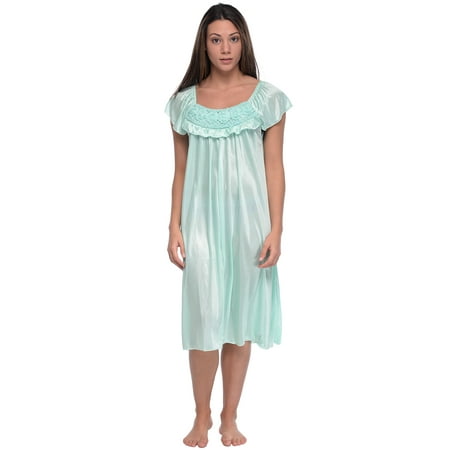 Casual Nights Women s Cap Sleeve Flower Silky Tricot Nightgown