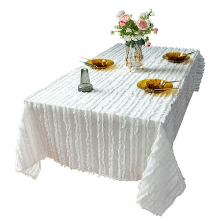 2 Pcs Rectangular Tablecloth Solid Color Tassel Striped Tablecloth Washable Cotton Elegant Table Cover For Restaurant Christmas Halloween Party -White-150*180cm
2 Pcs Rectangular Tablecloth Solid Color Tassel Striped Tablecloth Washable Cotton Elegant Table Cover For Restaurant Christmas Halloween Party -White-150*180cm