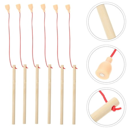 NUOLUX 5Pcs Wooden Magnetic Fishing Poles Small Wood Fishing Rods Fishing Rod Toys Fishing Game Toys