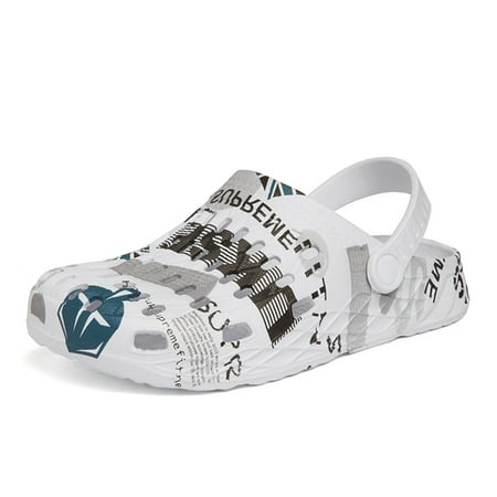 Lopsie men s garden shoes fashion hole slippers outdoor leisure white wading sandals US size 8.5
