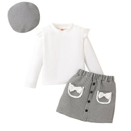 Toddler Girls Outfits Casual Outfits Spring Winter Long Sleeve Ribbed Tops Plaid Skirt Hat 3Pcs Set Fall Girls Clothes 6 Years-7 Years
Toddler Girls Outfits Casual Outfits Spring Winter Long Sleeve Ribbed Tops Plaid Skirt Hat 3Pcs Set Fall Girls Clothes 6 Years-7 Years