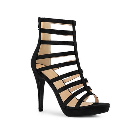 Allegra K Women s Open Toe Platform Stiletto Heel Cage Heeled Sandals