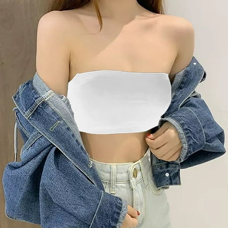 JNGSA Women s Stretch Strapless Bra Summer Bandeau Bra Plus Size Strapless Bra Comfort Wireless Bra Clearance