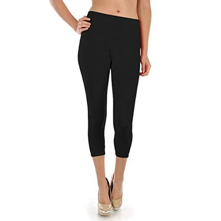 Energi Womens Seamless Capri Leggings Tights(Free Size Black)