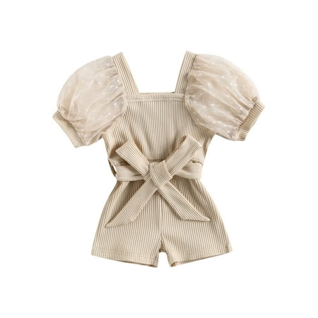 LisenraIn 0-4Y Toddler Kids Girls Jumpsuit Shorts Summer Square Neck Ribbed Mesh Puff Sleeve Romper Outfit Clothes Set
LisenraIn 0-4Y Toddler Kids Girls Jumpsuit Shorts Summer Square Neck Ribbed Mesh Puff Sleeve Romper Outfit Clothes Set