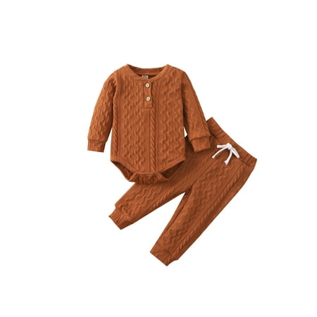 CIYCuIT Baby Girl Boy Warm Outfits Solid Ribbed Knit Button Romper Top Elastic Waist Pants
CIYCuIT Baby Girl Boy Warm Outfits Solid Ribbed Knit Button Romper Top Elastic Waist Pants
