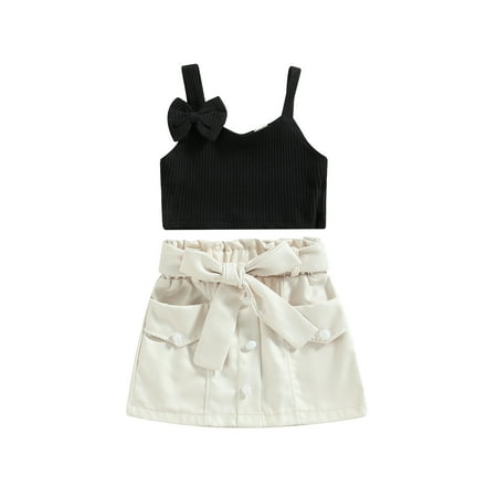 Zervatek Kids Girls Skirt Set Sleeveless Bowknot Camisole Elastic Waist Mini Skirt Belt Summer Outfit
Zervatek Kids Girls Skirt Set Sleeveless Bowknot Camisole Elastic Waist Mini Skirt Belt Summer Outfit