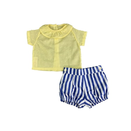 Boys-Yellow Round Ruffled Collar Top- Blue-White Stripe Shorts
Boys-Yellow Round Ruffled Collar Top- Blue-White Stripe Shorts