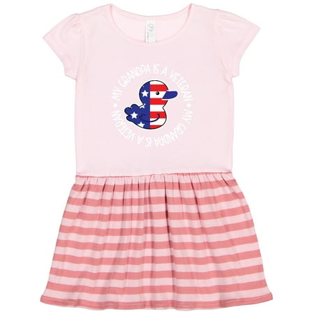 Inktastic My Grandpa is a Veteran Military Family Gift Toddler Girl Dress