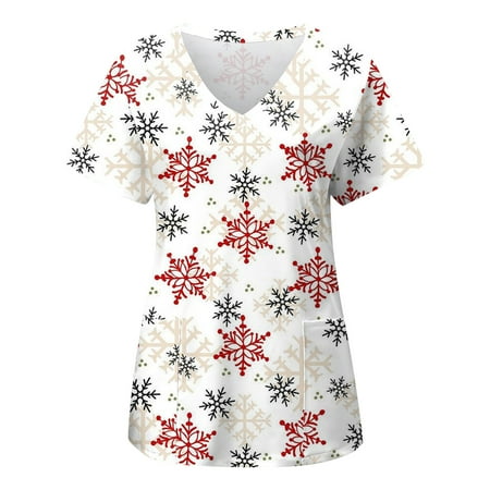 Scrub Tops for Women Christmas Short Sleeve Shirts Relaxed-Fit V-Neck Classic Graphic Tees Printed Shirt Blouses Workwear
Scrub Tops for Women Christmas Short Sleeve Shirts Relaxed-Fit V-Neck Classic Graphic Tees Printed Shirt Blouses Workwear