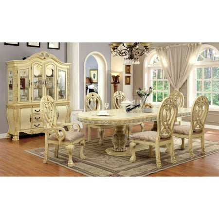 Furniture of America Grandberry Traditional 7 Piece Dining Table Set - White