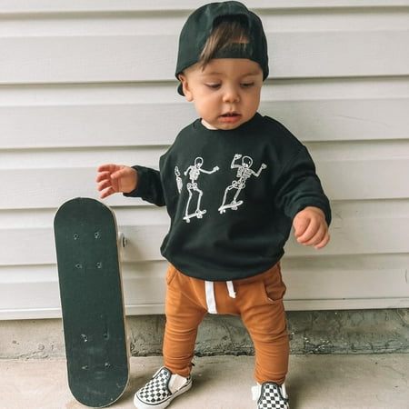 Toddler Baby Boys Halloween Clothing Set Long Sleeve Crew Neck Letters/Skeleton Print T-shirt Top with Pants
Toddler Baby Boys Halloween Clothing Set Long Sleeve Crew Neck Letters/Skeleton Print T-shirt Top with Pants