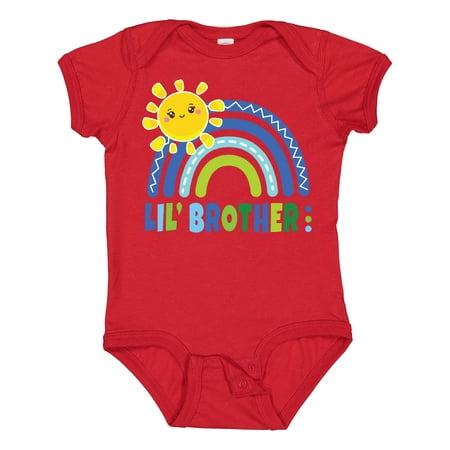 Inktastic Family Lil Brother with Blue Rainbow Gift Baby Boy Bodysuit