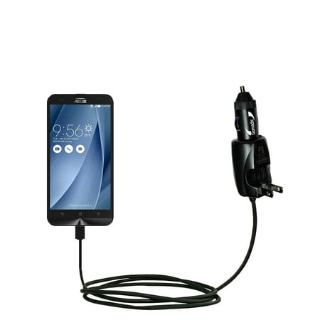 Intelligent Dual Purpose DC Vehicle and AC Home Wall Charger suitable for the Asus ZenFone 2 Laser - Two critical functions, one unique charger - Uses