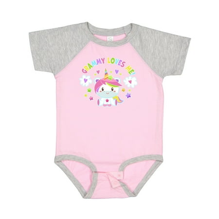 Inktastic Grammy Loves Me with Cute Rainbow Unicorn Gift Baby Boy or Baby Girl Bodysuit