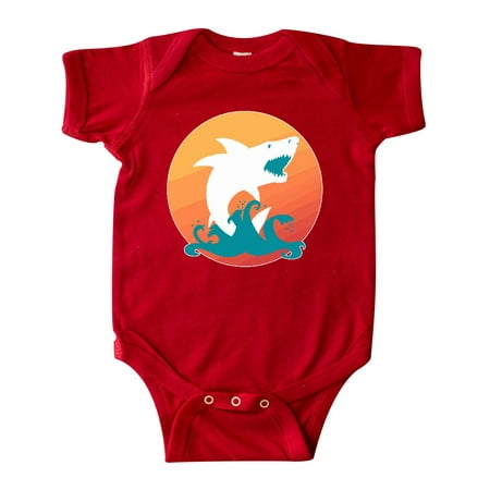 Inktastic Shark with Orange Sunset Gift Baby Boy or Baby Girl Bodysuit