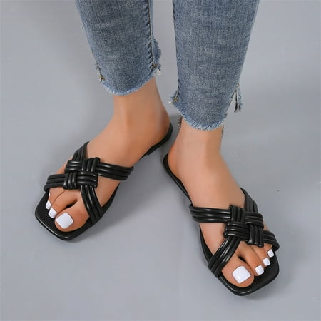 Ladies Fashion Leather Solid Color Woven Cross Strap Flat Casual Sandals Note Please Buy One Or Two Sizes Larger
Ladies Fashion Leather Solid Color Woven Cross Strap Flat Casual Sandals Note Please Buy One Or Two Sizes Larger