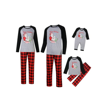 Huakaishijie Christmas Parent-child Pajamas Long Sleeve Santa Claus Printed Pattern Tops + Plaid Pants/ Romper Set Gray
Huakaishijie Christmas Parent-child Pajamas Long Sleeve Santa Claus Printed Pattern Tops + Plaid Pants/ Romper Set Gray